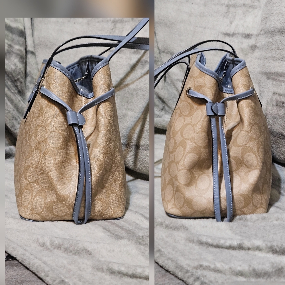 Coach Tan and Gray Signature Tote - Picture 3 of 8